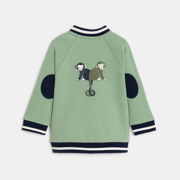 سترة فاخرة لطفل ولد بسحاب عليها صورة قرد أخضر